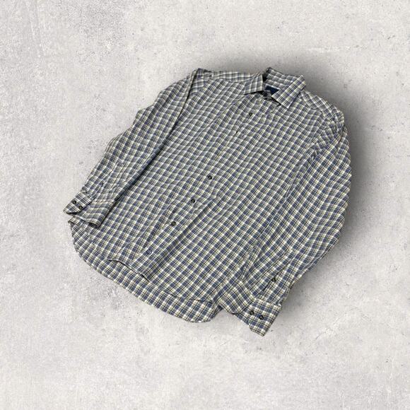 David Donahue Dress Shirt Mens Large Blue Check Twill Button Up Work Designer M - Picture 3 of 9